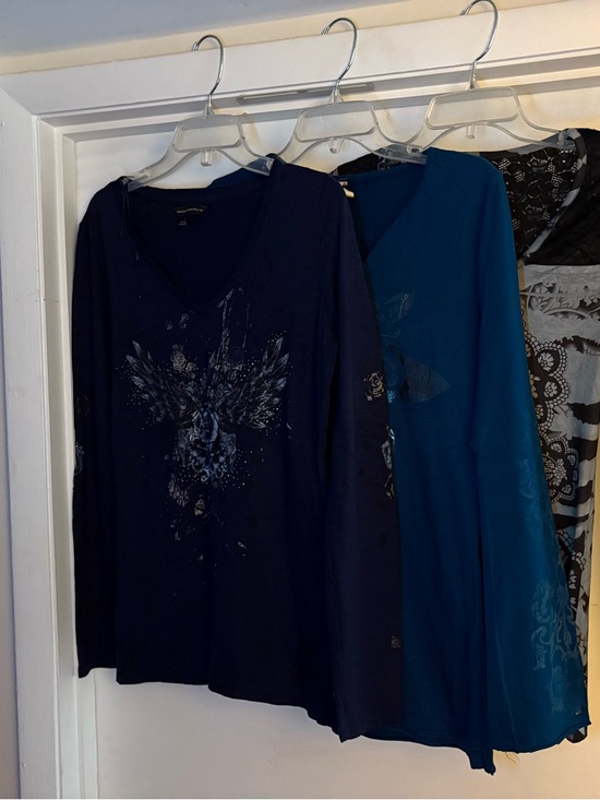 Rock & Republic Tops - Bundle of 3 Long Sleeve V-Neck Tops - Navy, Teal and Gray